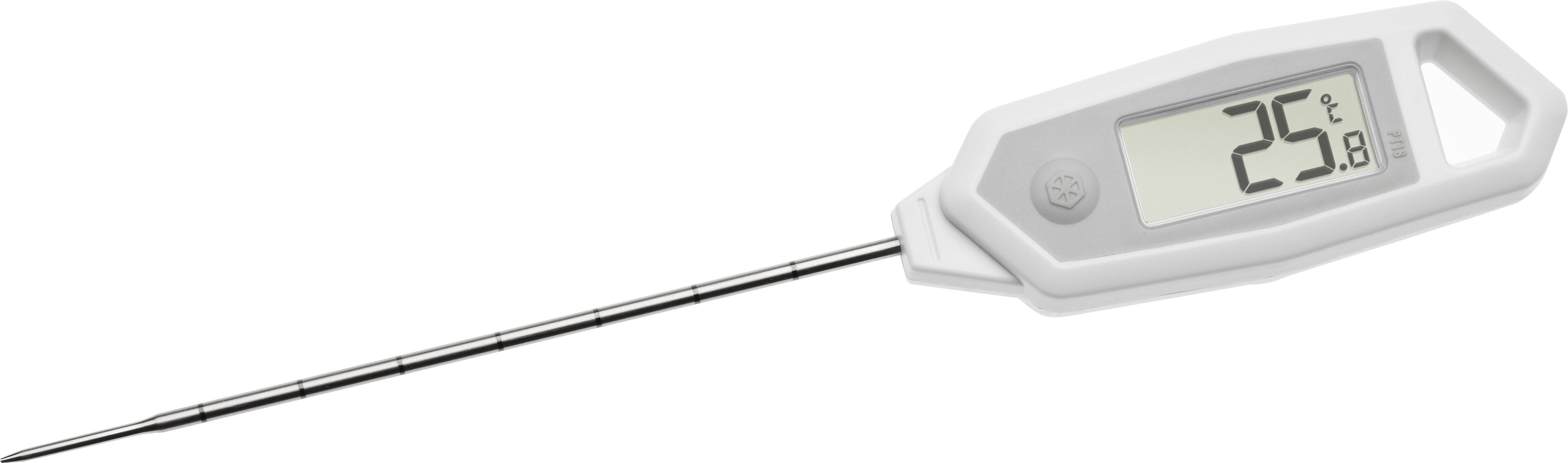 Thermomètre de cuisine numérique indique une température de 25 degrés Celsius.