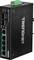 Commutateur Ethernet industriel avec boîtier robuste, six ports Ethernet et bloc de connexion vert. Modèle : TRENDnet TI-PG62B.