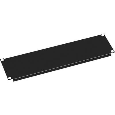 Pièce métallique noire rectangulaire aux coins arrondis, comportant des trous de fixation dans chacun des quatre angles.