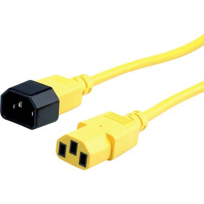 Câble réseau jaune avec une fiche noire sur le côté gauche et une fiche jaune sur le côté droit, pour connexions électriques.
