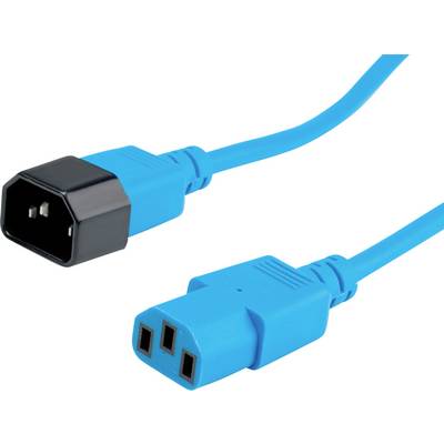 Câble électrique bleu avec fiches aux deux extrémités, adapté pour les branchements d'appareils.