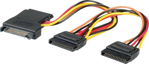 Roline ordinateur Câble de raccordement [2x Alimentation SATA femelle 15 pôles - 1x Alimentation SATA mâle 15 pôles] 0.30 m multicolore
