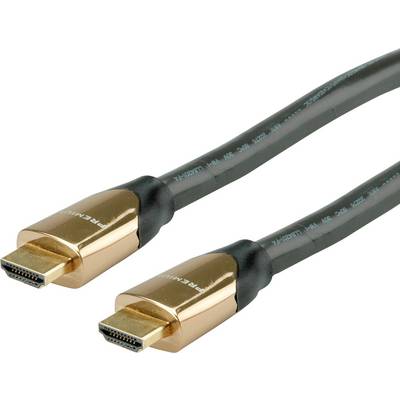 Deux câbles HDMI dorés avec une gaine noire sur un fond blanc, prêts à connecter des appareils électroniques.