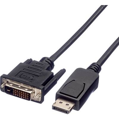 Câble DVI vers DisplayPort : Câble noir avec des connecteurs rectangulaires, utilisé pour connecter des cartes vidéo/graphiques à des moniteurs.