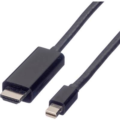 Un câble HDMI noir avec une fiche HDMI plus grande et une fiche Mini-DisplayPort plus petite.