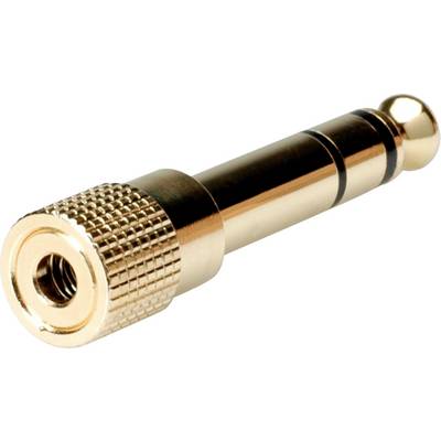 Adaptateur doré de 6,35 mm avec poignée striée et marquage noir d'isolation pour connexions audio.