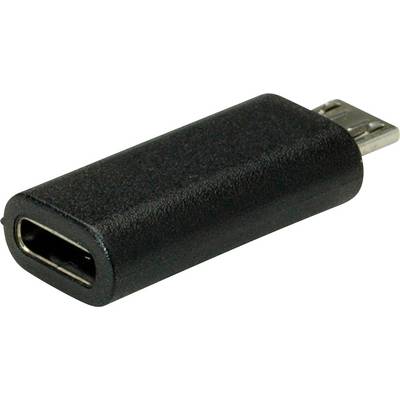 'Adaptateur USB noir avec connecteur USB-C femelle et fiche Micro-USB mâle permettant de connecter des appareils avec différents types de ports USB.'