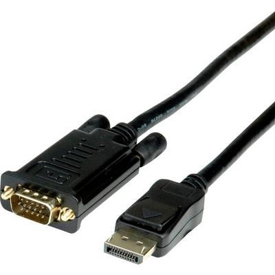 Câble VGA vers DisplayPort : Câble de connexion avec une fiche VGA d'un côté et une fiche DisplayPort de l'autre.