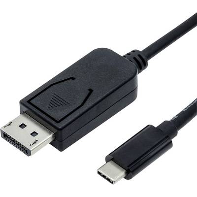 Un câble noir avec une connexion DisplayPort d'un côté et une connexion USB-C de l'autre.