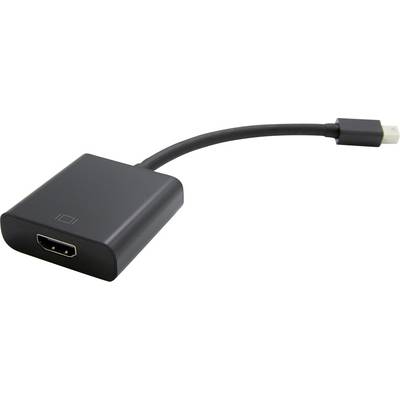 Un adaptateur noir avec une connexion Mini DisplayPort vers une prise HDMI. Adapté pour connecter des ordinateurs à des écrans compatibles HDMI.