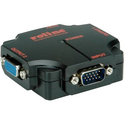 Commutateur VGA de Roline à deux ports VGA, identifiés comme 'Sortie 2' et 'Entrée', pour la connexion d'appareils vidéo.