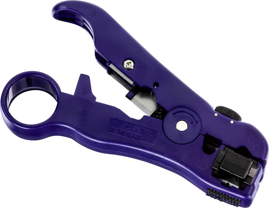 Pince à dénuder Lila avec poignée ergonomique, adaptée au dénudage des câbles coaxiaux de différentes tailles et types.