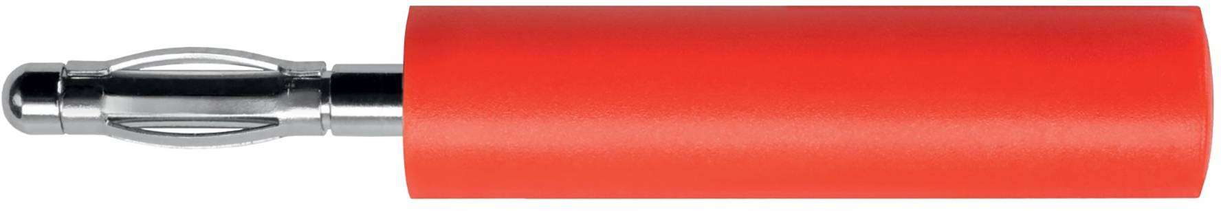 Une poignée télescopique argentée avec un embout cylindrique rouge vif, probablement un outil de nettoyage ou un accessoire.