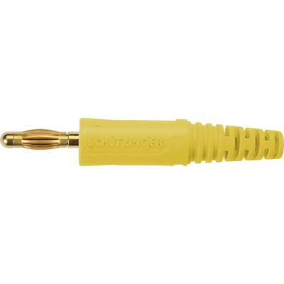 Un connecteur jaune Schutzzinger avec un contact doré. Le corps du connecteur présente des rainures pour une meilleure prise en main.
