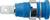 Un connecteur cylindrique bleu avec anneau métallique et raccordement à cosses plates, adapté pour les connexions électriques.