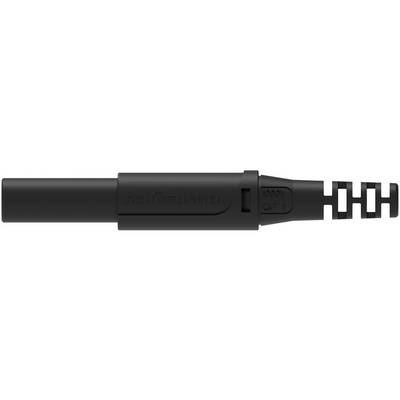 Connecteur audio gris-noir avec marquages, typique des connexions de câbles pour les appareils audio, représenté de côté.