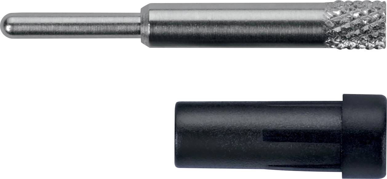 Un stylo métallique et un capuchon noir en plastique sont côte à côte. Le stylo a une zone de préhension striée.