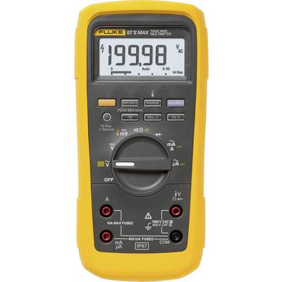 Un multimètre numérique à boîtier jaune affiche une valeur de 199,98 volts CA sur son écran.