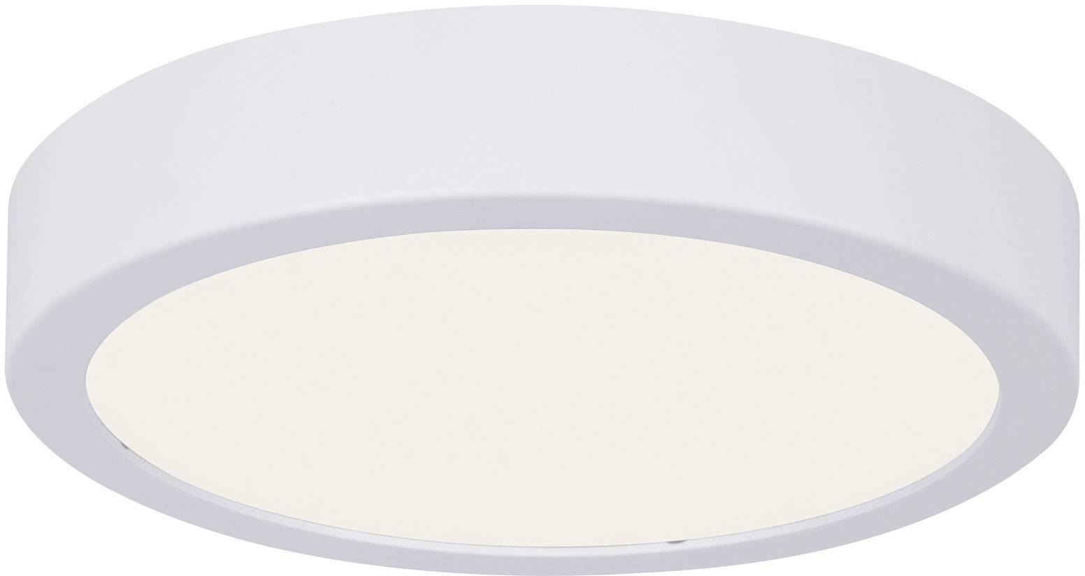Un plafonnier rond blanc au design épuré, adapté aux intérieurs modernes.
