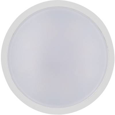 Luminaire de plafond LED rond et plat avec cadre blanc. Idéal pour un éclairage uniforme dans les espaces intérieurs.