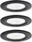Trois spots de plafond LED noirs, disposés en ligne verticale, sur un fond blanc.
