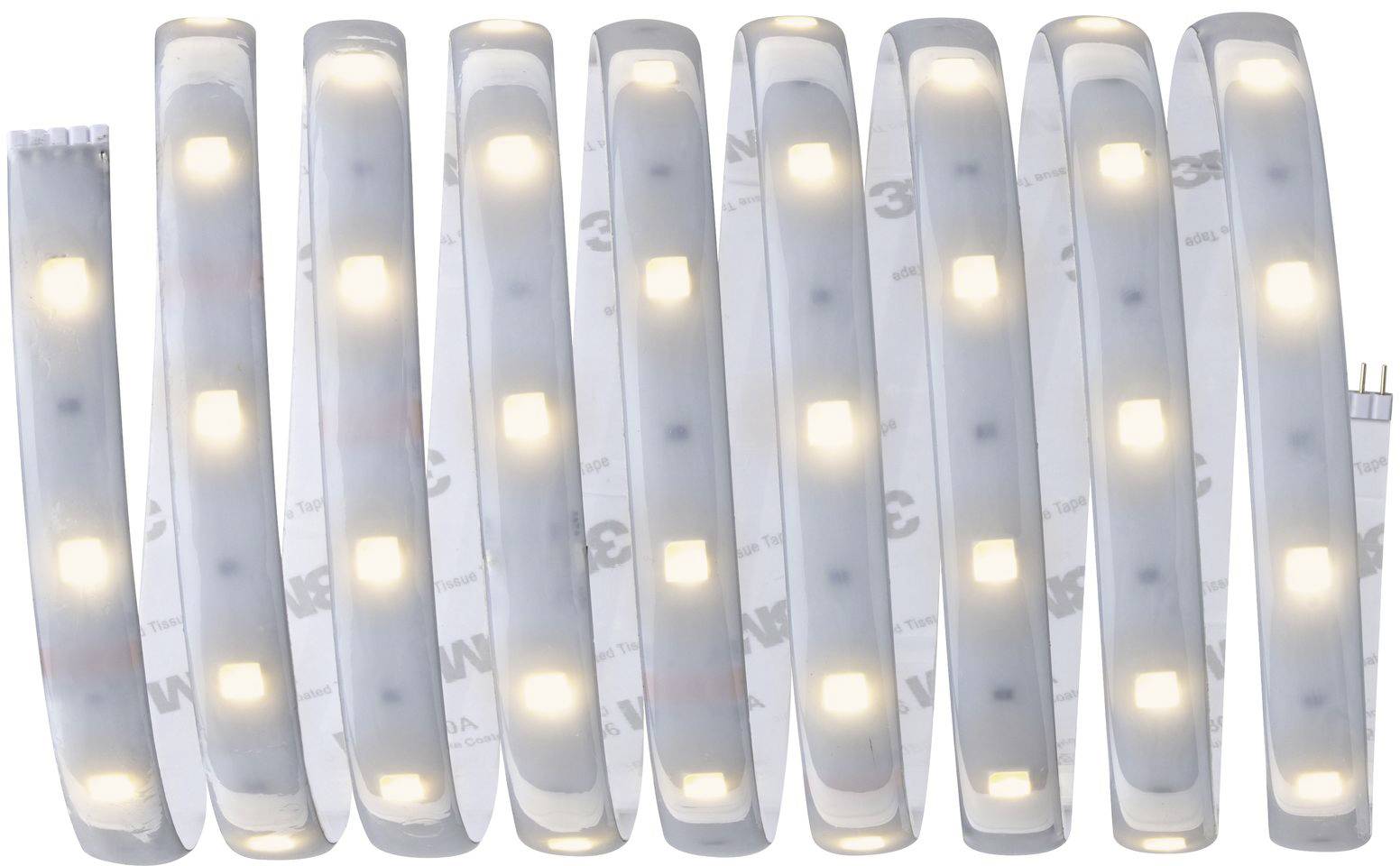 Bande lumineuse LED, enroulée, s'illuminant en blanc éclatant. Adaptée à l'éclairage décoratif et fonctionnel, polyvalente et multiusage.