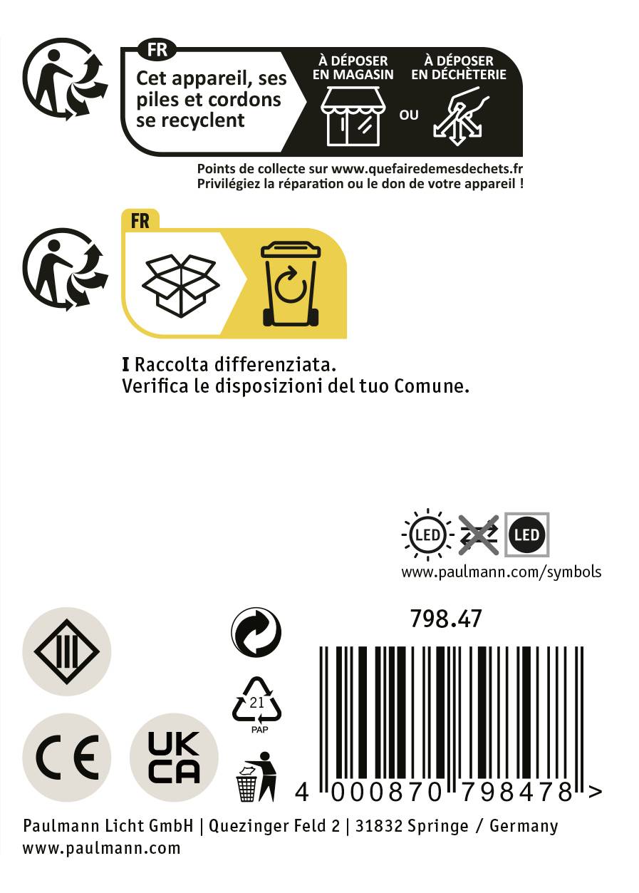 Cet appareil, ses batteries et ses câbles sont recyclables. Vérifiez les points de collecte locaux. Marques de contrôle et certificats de sécurité ci-dessous.