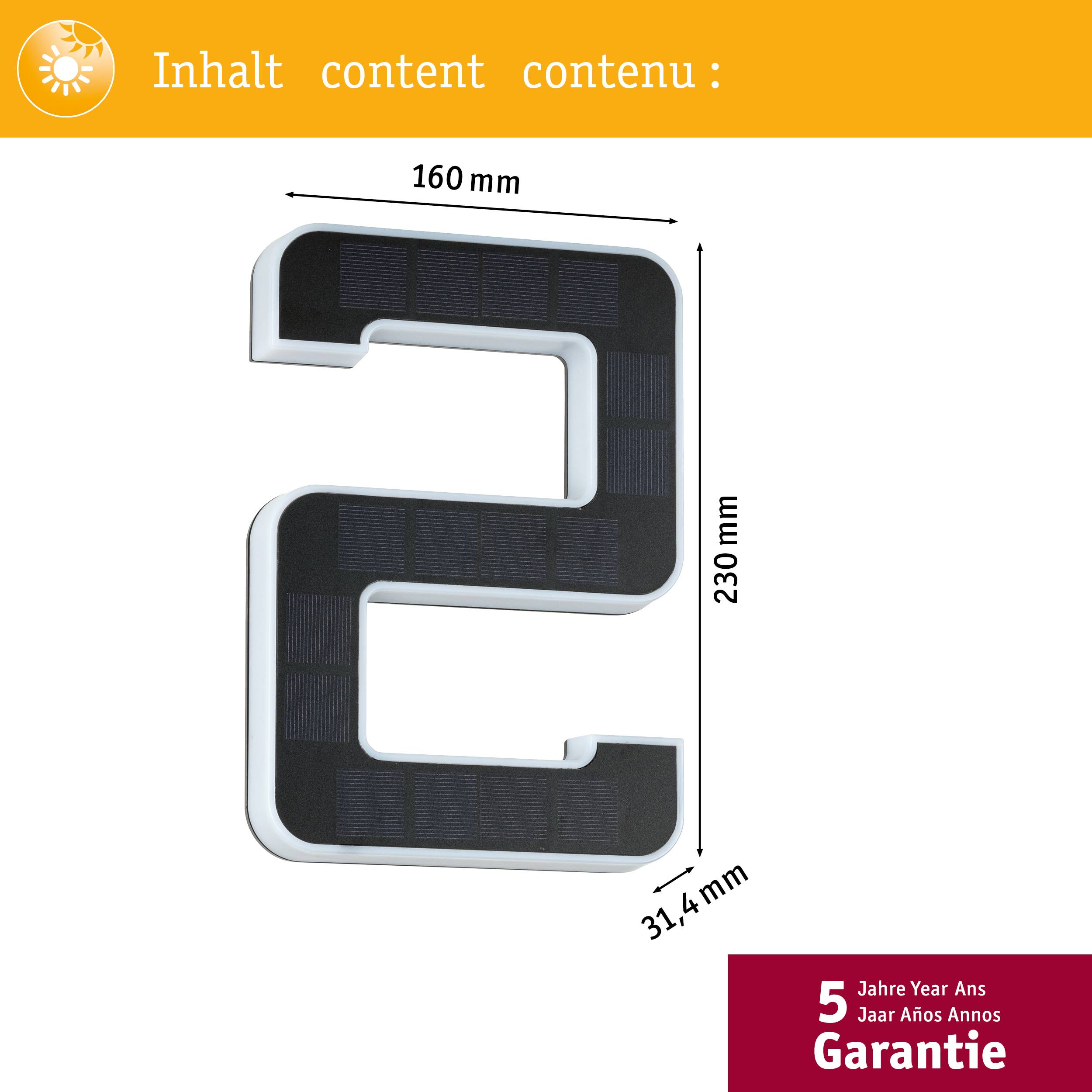 'Température, Contenu, Continuité : 230 mm x 160 mm, solaire 2, plastique. Garantie de 5 ans.'