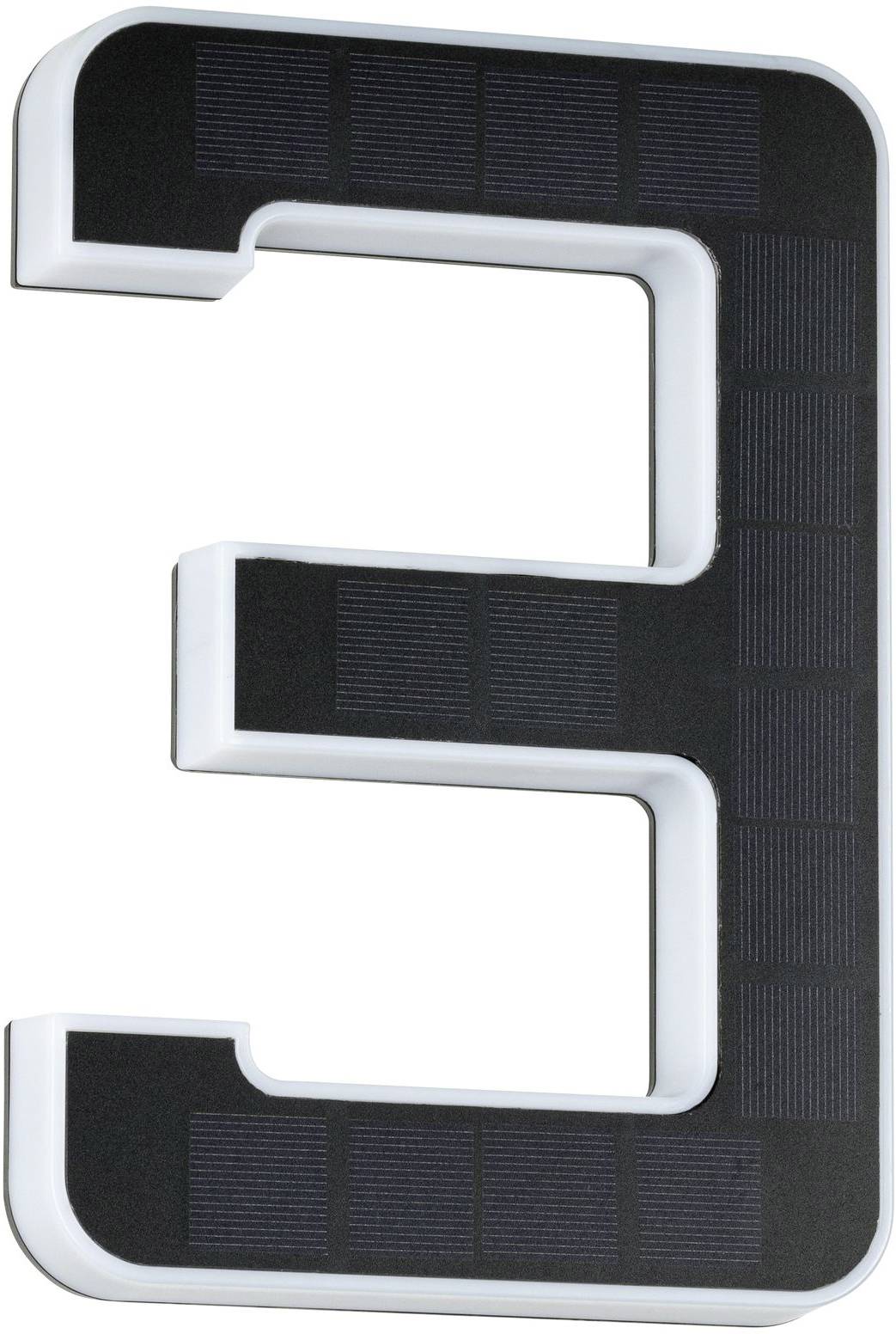 Le chiffre '3' en noir avec un contour blanc.