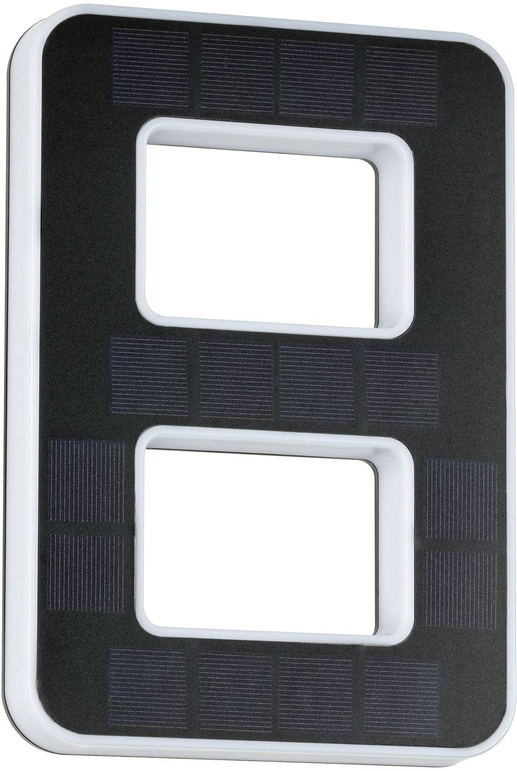 Deux ouvertures carrées superposées dans une plaque rectangulaire qui ressemble au chiffre '8'.