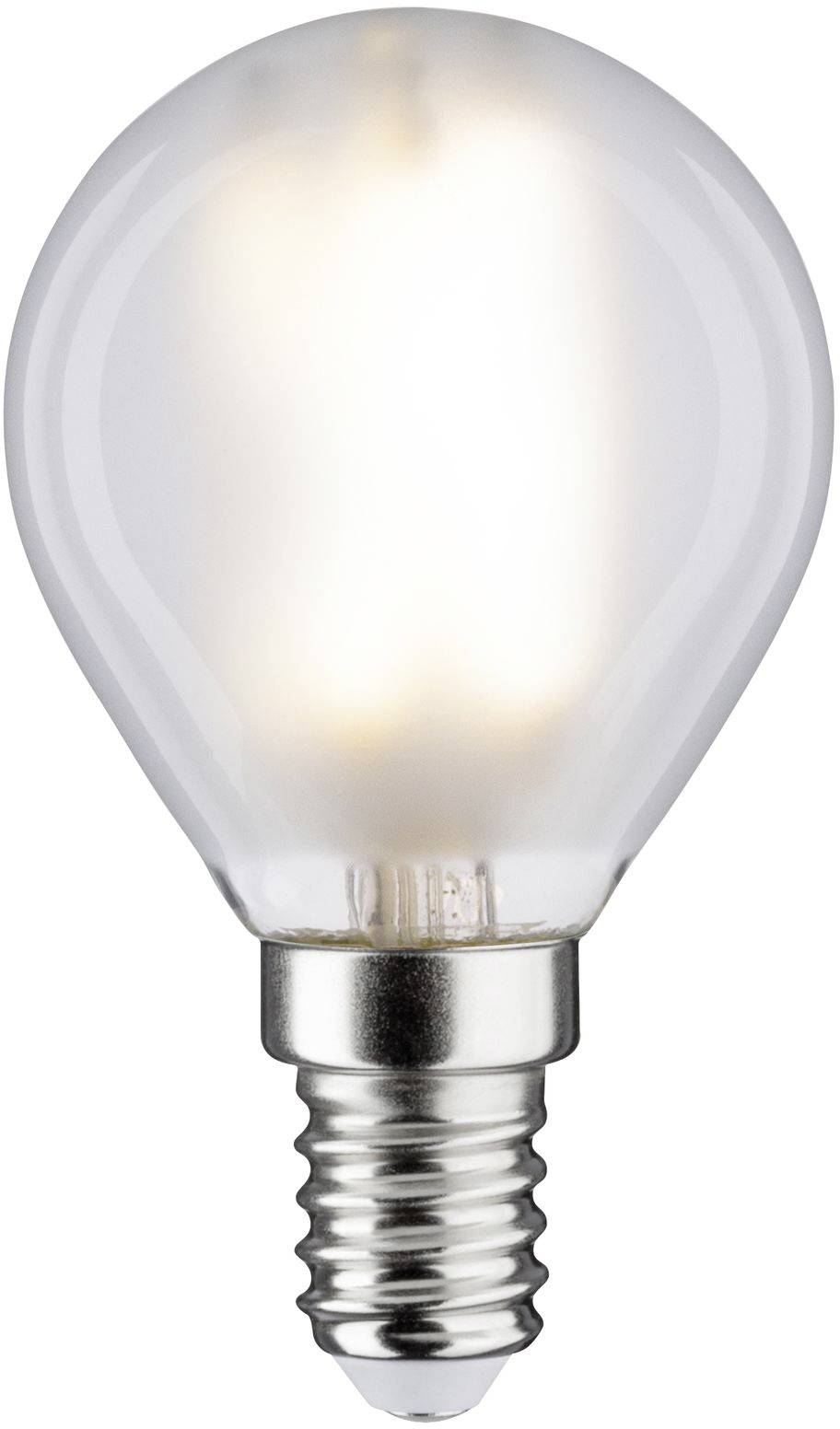 Une ampoule allumée avec un culot E14 brille, l'ampoule émettant une lumière vive et brillante.
