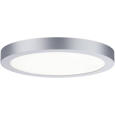 Plafonnier rond à bordure argentée et couvercle blanc, adapté aux espaces de vie modernes.