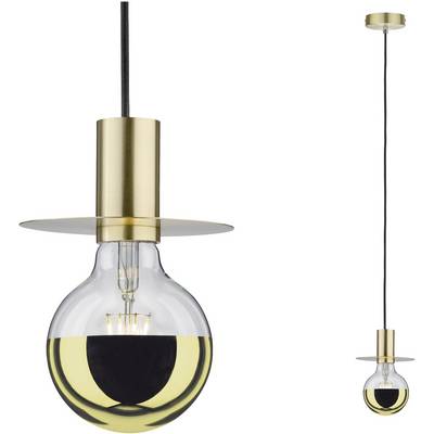 Une lampe suspendue moderne au design de grande ampoule avec des touches dorées. Convient parfaitement à l'éclairage contemporain d'un espace de vie.