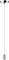 Un luminaire suspendu minimaliste en argent avec un câble blanc, adapté aux intérieurs modernes.