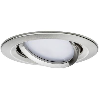 Spot encastrable LED rond argenté avec cadre orientable, adapté à l'éclairage intérieur moderne.