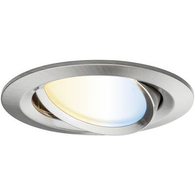 Luminaire encastrable avec réglage progressif de la température de couleur, du blanc chaud au blanc froid, en finition acier inoxydable mat. Idéal pour un éclairage flexible.