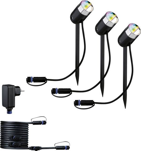 Paulmann colour Spot Pike Set RGBW Zigbee 94284 Système d'éclairage Plug&Shine ZigBee LED 4.5 W blanc chaud anthracite