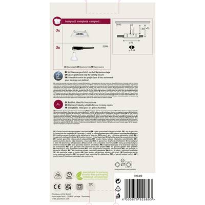 Paulmann 92980 Luminaire à LED encastrable jeu de 3 LED GU10 19.5 W blanc mat-3