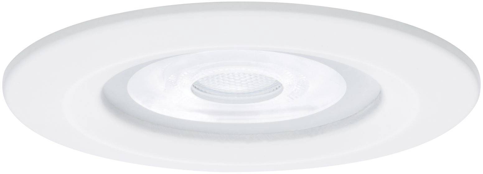 Spot encastrable LED blanc rond au design moderne, adapté à une installation au plafond, offrant un éclairage doux et uniforme dans la pièce.