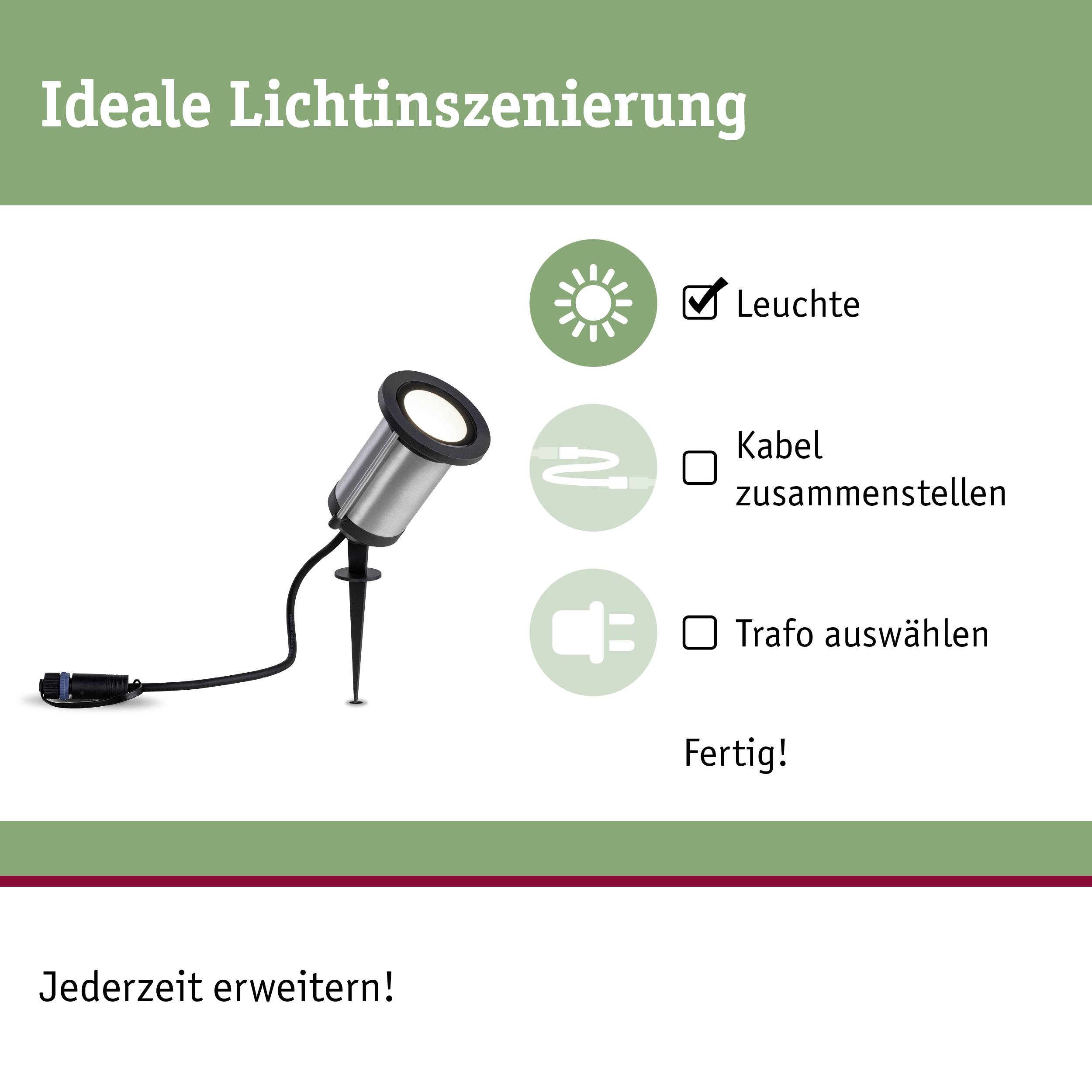 'Mise en scène lumineuse idéale' présente un luminaire avec instructions : 'Luminaire', 'Assembler le câble', 'Choisir le transformateur'. Texte : 'Extensible à tout moment !'
