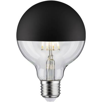 Une ampoule avec un sommet noir et un filament visible à l'intérieur.