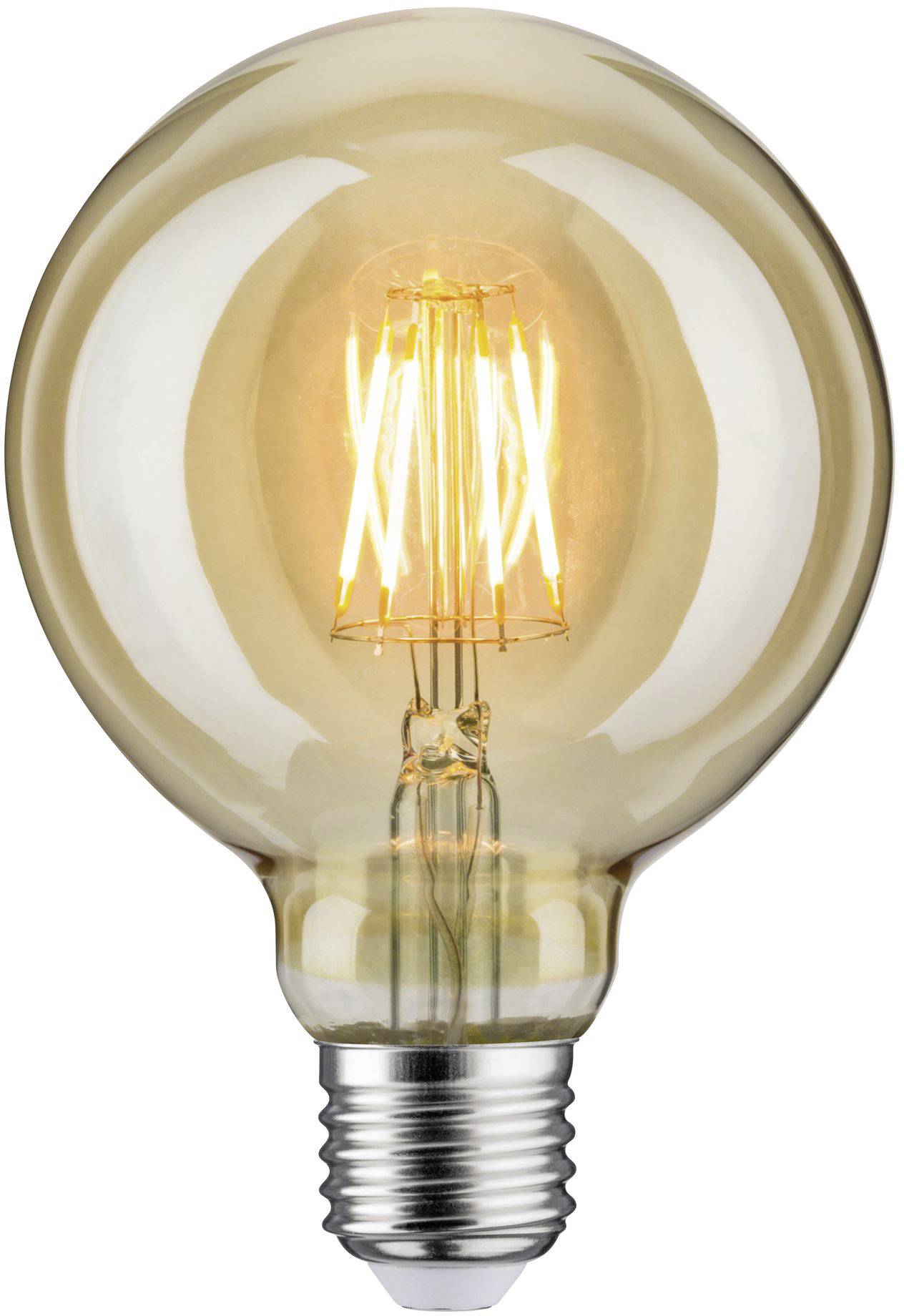 Une ampoule LED allumée avec un filament visible, émettant une lumière chaude et rayonnante.