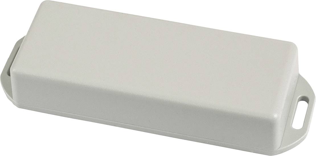 Forme de récipient en plastique blanc, allongée avec des angles arrondis.