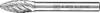 PFERD TOOLS 21001015 Fraise sur tige Carbure de tungstène flamme Longueur 60 mm Dimension produit, Ø 8 mm Longueur de travail 20 mm Diamètre de tige 6 mm 1 pièce