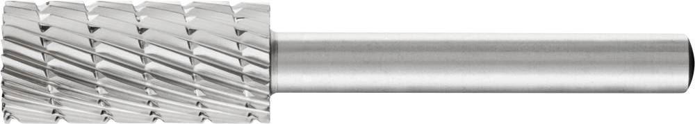 Un foret cylindrique en métal brillant avec une zone de coupe striée, adapté pour couper ou usiner des matériaux avec précision.