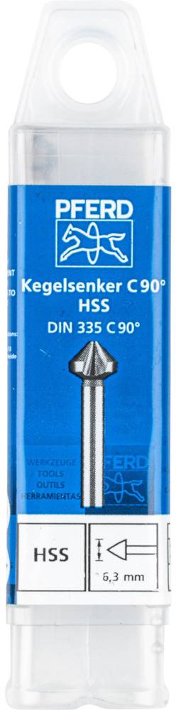 'Fraise conique PFERD C90° HSS DIN 335 C90°', illustrée avec une étiquette bleue et une fraise conique.