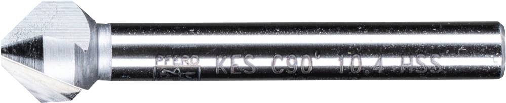 Foret métallique avec fraise à chanfreiner, inscription 'KES C90 10.4 HSS' sur la tige. Adapté pour l'ébavurage précis des trous.