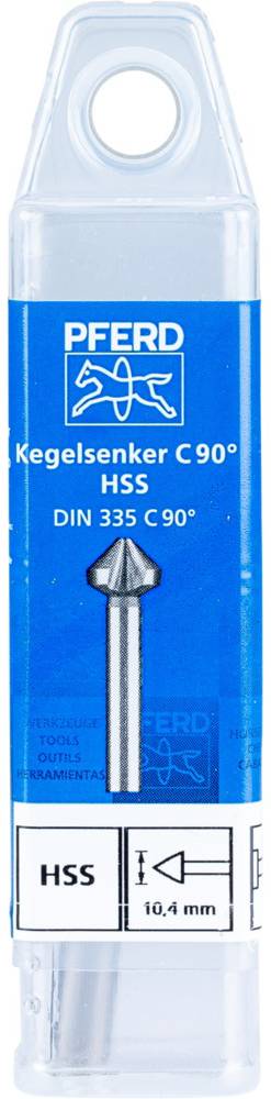 Emballage d'un fraise conique en acier rapide (HSS) de 10,4 mm de diamètre, adapté aux ébauches à 90 degrés.
