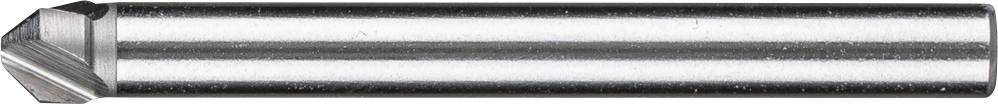 Un fraiseur conique en métal brillant, avec des arêtes tranchantes et une tige cylindrique pour percer ou fraiser.