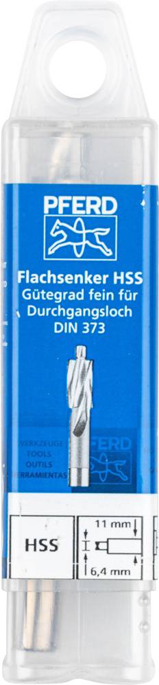'Fraise à chanfreiner HSS de qualité fine pour trou traversant, DIN 373, Diamètre : 6,4 mm, Marque : PFERD.'